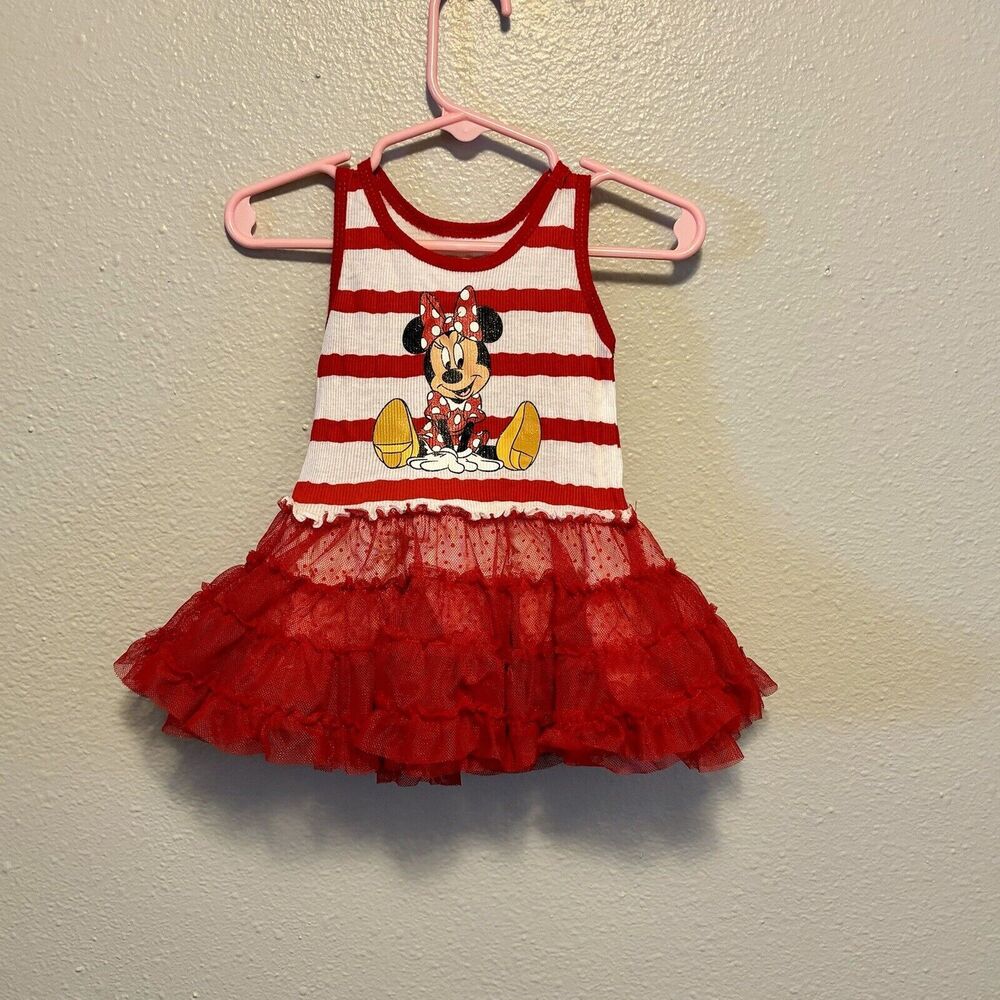 Disney Parks‎ Minnie Mouse Layered Red Ruffled Tutu Dress for Baby Sz 12M